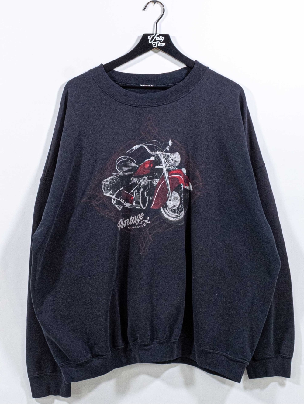 Mens Vintage Motorcylce Graphic Crewneck Sweatshirt | Large